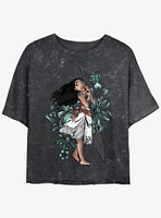 Disney Moana Colorful Sketch Girls Mineral Wash Crop T-Shirt