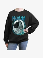 Disney Moana Oceanic Sea Flower Wreath Girls Oversized Sweatshirt