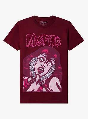 Misfits Screaming Woman Burgundy Boyfriend Fit Girls T-Shirt