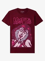 Misfits Screaming Woman Burgundy Boyfriend Fit Girls T-Shirt