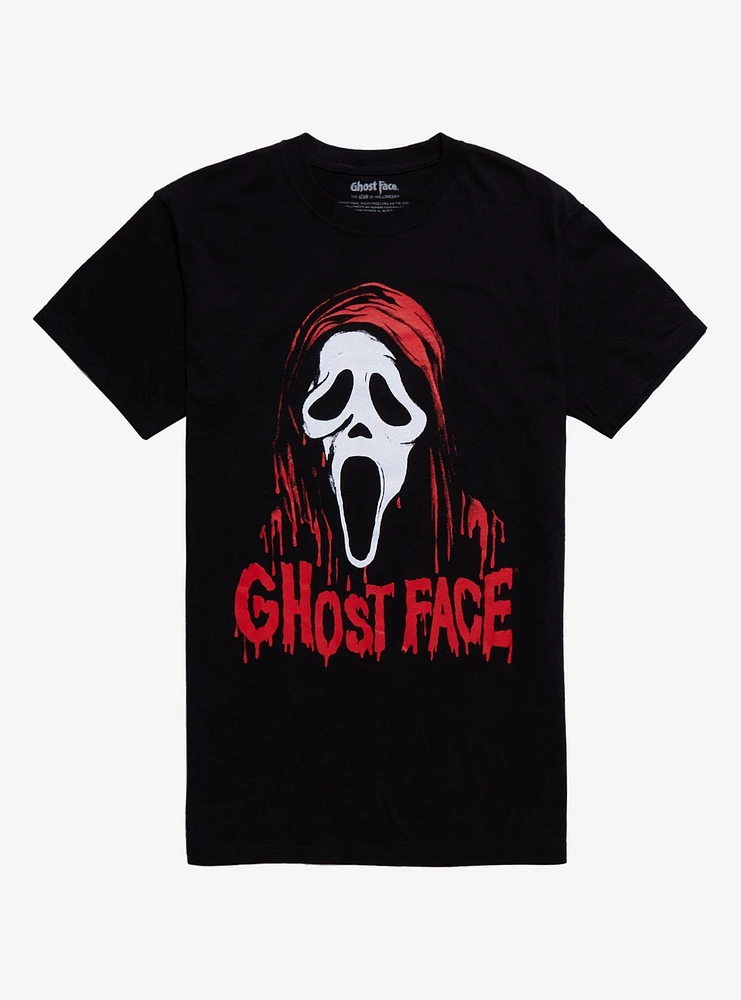 Ghost Face Drippy Mask Boyfriend Fit Girls T-Shirt