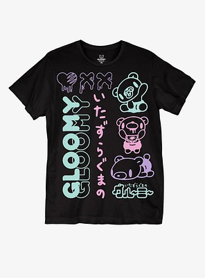 Gloomy Bear Pastel Japanese Text Boyfriend Fit Girls T-Shirt