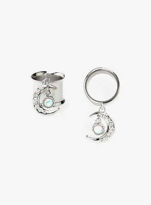 Steel Silver Moon Dangle Plug 2 Pack