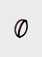 Steel Black Red CZ Gem Double Hoop Hinged Clicker