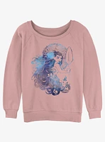 Disney Moana Hair Waves  Girls Slouchy Sweatshirt