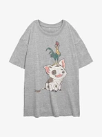 Disney Moana Pua And Hei Pose Girls Oversized T-Shirt