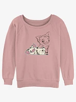 Disney Moana Pua Overlayed Girls Slouchy Sweatshirt