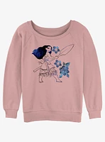 Disney Moana Watercolor Flowers Girls Slouchy Sweatshirt