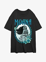 Disney Moana Oceanic Sea Flower Wreath Girls Oversized T-Shirt