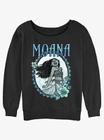 Disney Moana Oceanic Sea Flower Wreath Girls Slouchy Sweatshirt