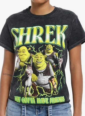 Shrek Friends Collage Dark Wash Girls Skimmer T-Shirt