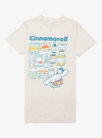 Cinnamoroll Food Products Grid Boyfriend Fit Girls T-Shirt