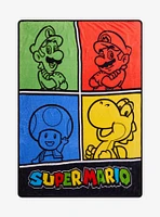 Super Mario Character Grid Throw Blanket