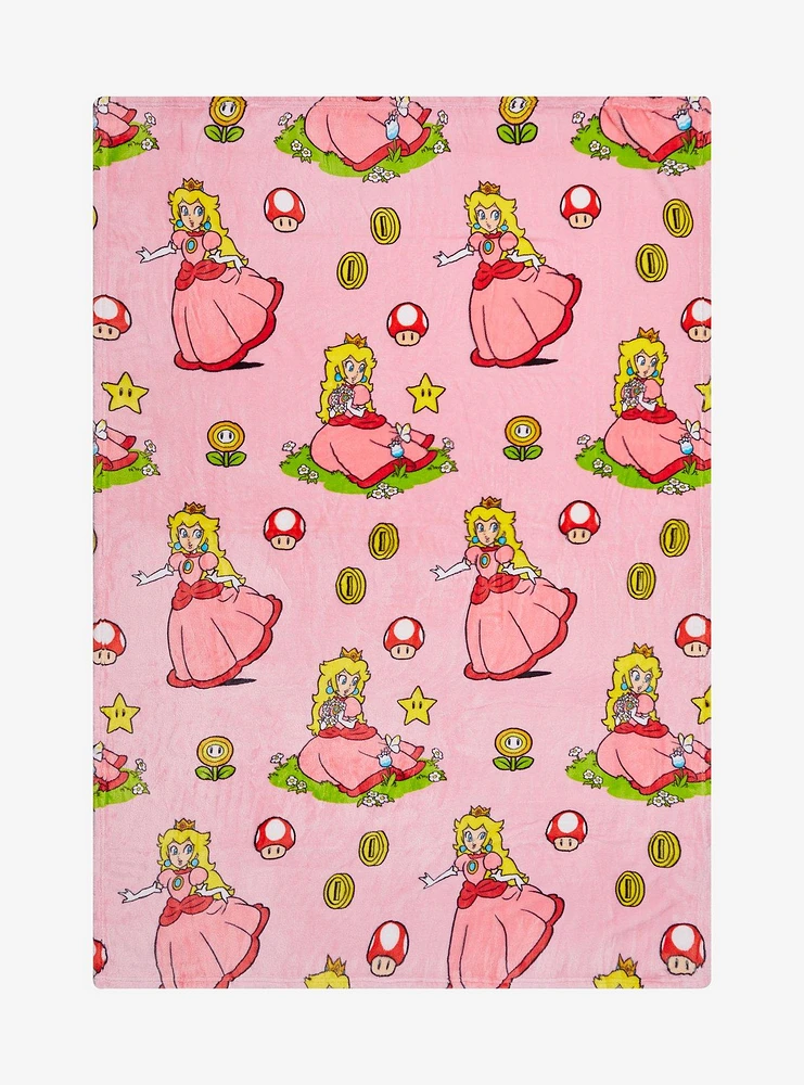 Super Mario Princess Peach Throw Blanket