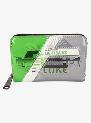 Loungefly Star Wars Luke Skywalker Lightsaber Diagram Small Zip Wallet