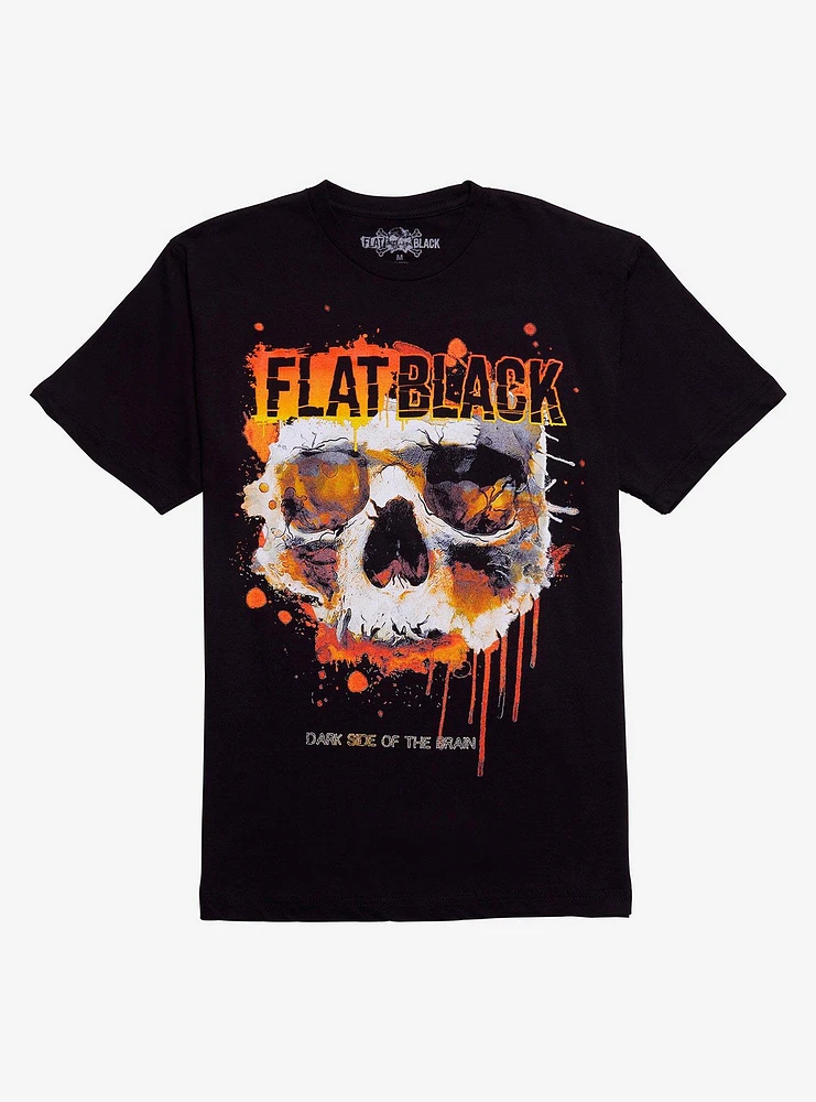 Flat Black Dark Side Of The Brain Skull T-Shirt