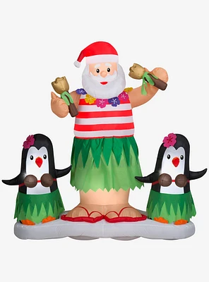 Tropical Santa and Penguins Animated Airblown