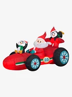 Santa in Racecar with Penguins Airblown