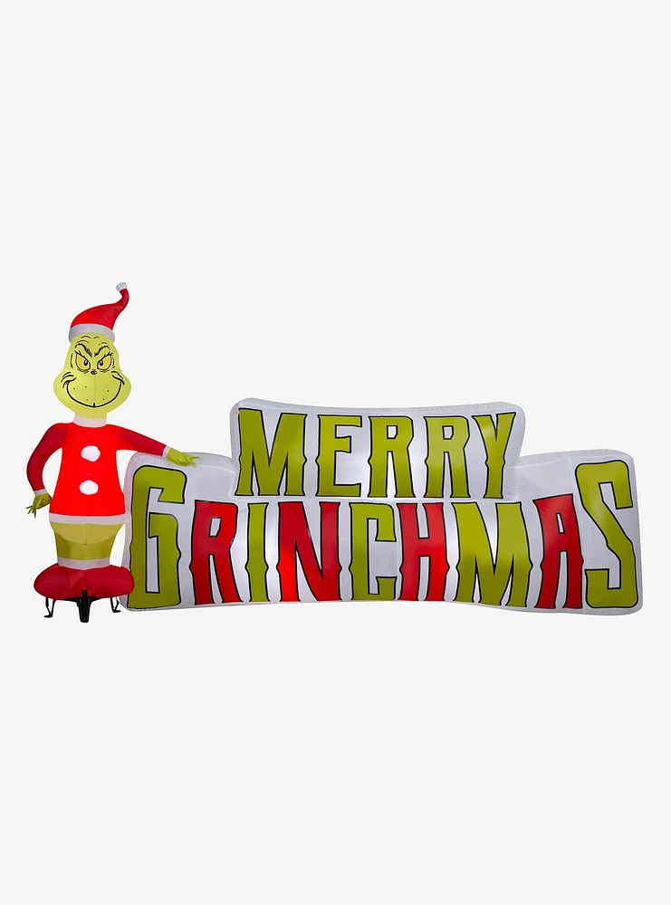 The Grinch with Merry Grinchmas Sign Airblown