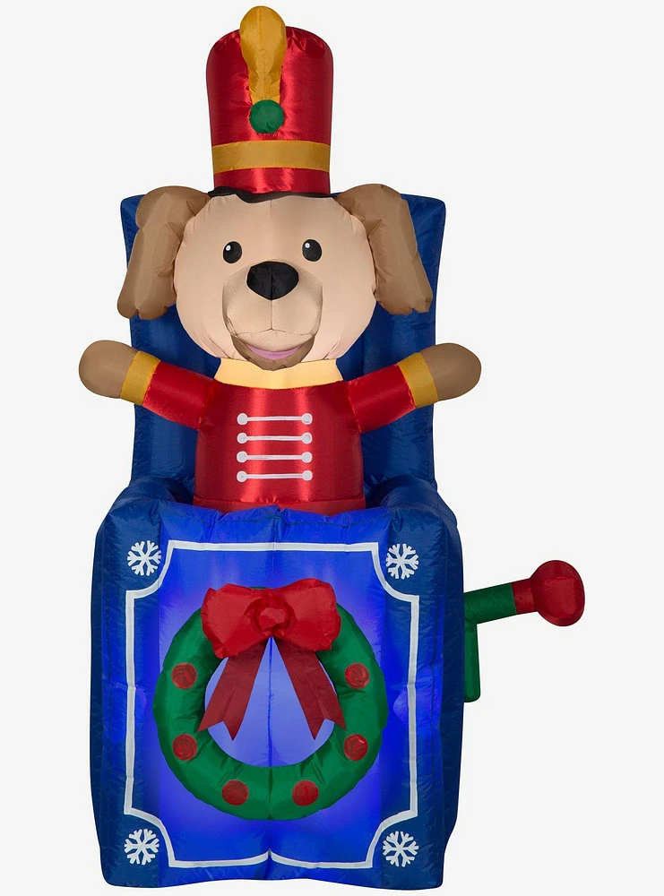 Toy Soldier Dog in Pop-Up Box Animated Airblown