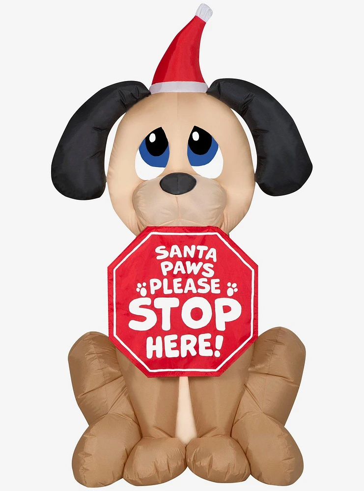 Dog with Santa Paws Sign Airblown