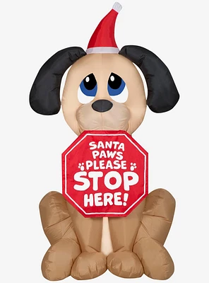 Dog with Santa Paws Sign Airblown