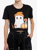 Ghost Beanie Girls Crop T-Shirt