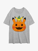 Pokemon Pumpkin Pikachu Girls Oversized T-Shirt