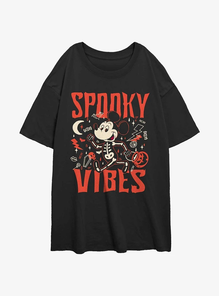 Disney Mickey Mouse Spooky Vibes Girls Oversized T-Shirt