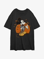 Disney Mickey Mouse Skeleton Moon Girls Oversized T-Shirt