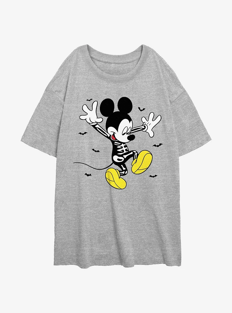 Disney Mickey Mouse Skeleton Skip Girls Oversized T-Shirt