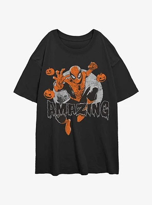 Marvel Spider-Man Amazing Pumpkins Girls Oversized T-Shirt