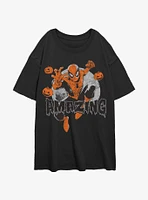 Marvel Spider-Man Amazing Pumpkins Girls Oversized T-Shirt