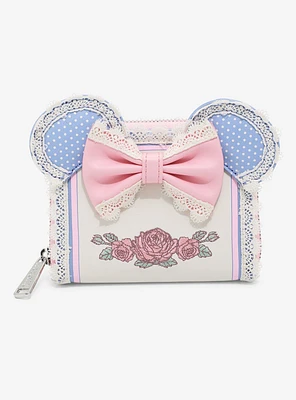 Loungefly Disney Minnie Mouse Floral Lace Ears Small Zip Wallet
