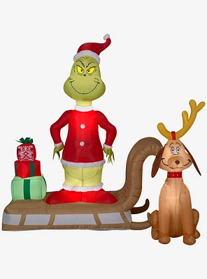 The Grinch and Max Sled Gift Stack Airblown