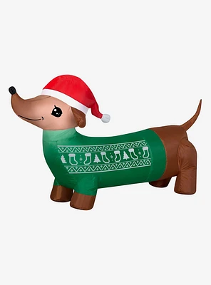 Dachshund Dog with Green Sweater Airblown