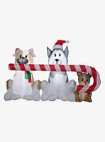 Puppies with Big Candy Cane Airblown