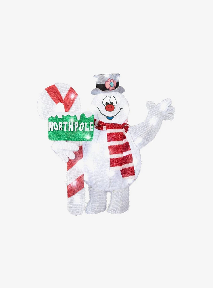 Frosty the Snowman North Pole Sign 3D Tinsel Yard Sculpture