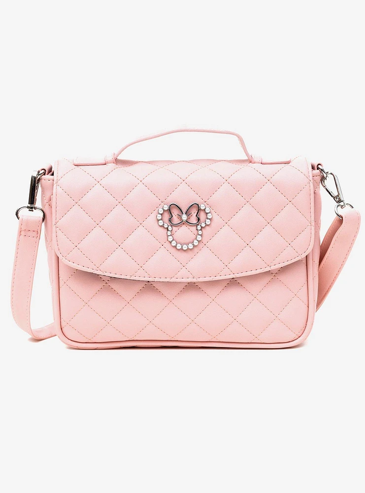 Disney Minnie Mouse Ears Bow with Mini Faux Pearls Crossbody Bag