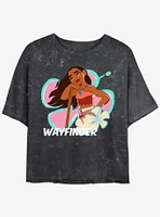 Disney Moana Wayfinder Pose Girls Mineral Wash Crop T-Shirt