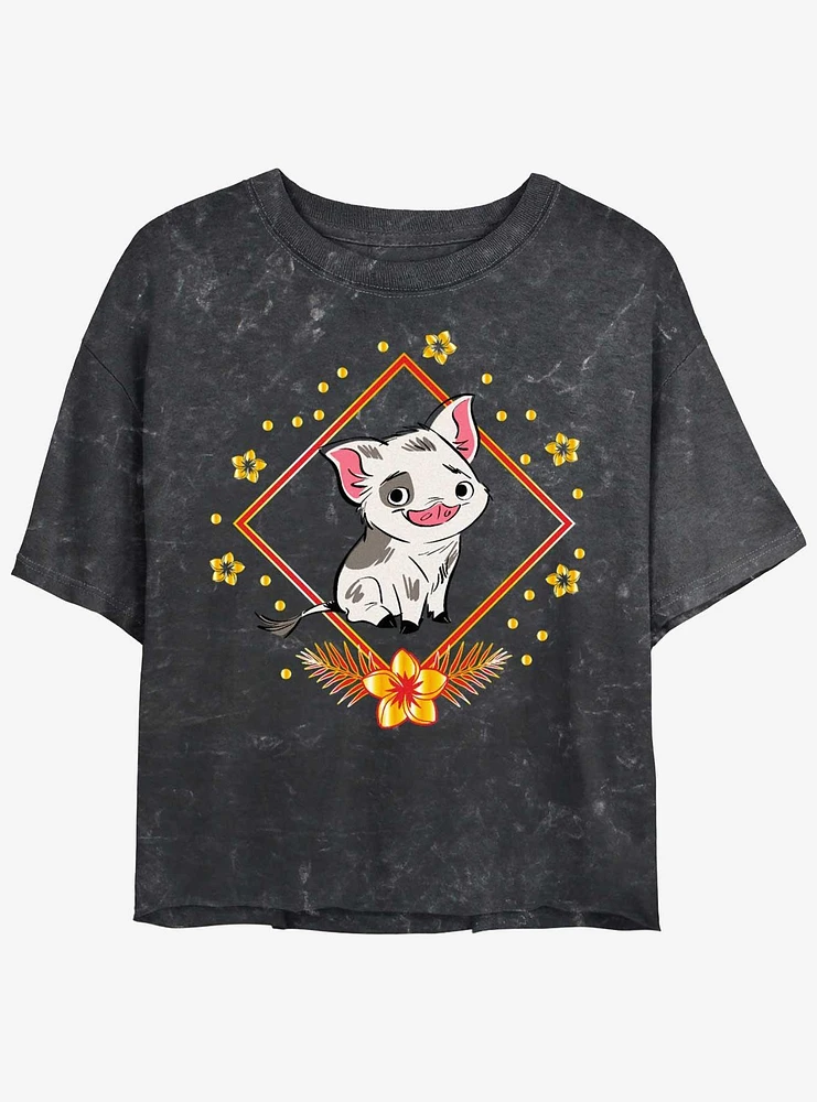 Disney Moana Pua Chinese New Year Girls Mineral Wash Crop T-Shirt