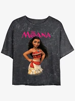 Disney Moana Cute Pose Girls Mineral Wash Crop T-Shirt