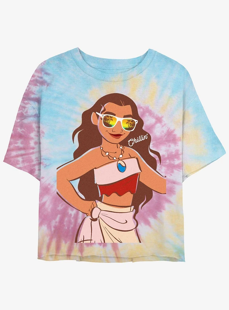 Disney Moana Beach Chillin Girls Tie-Dye Crop T-Shirt