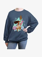 Disney Moana Flowers And Sun Girls Oversized Sweatshirt