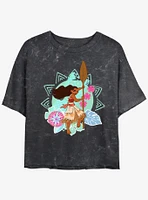 Disney Moana Flowers And Sun Girls Mineral Wash Crop T-Shirt