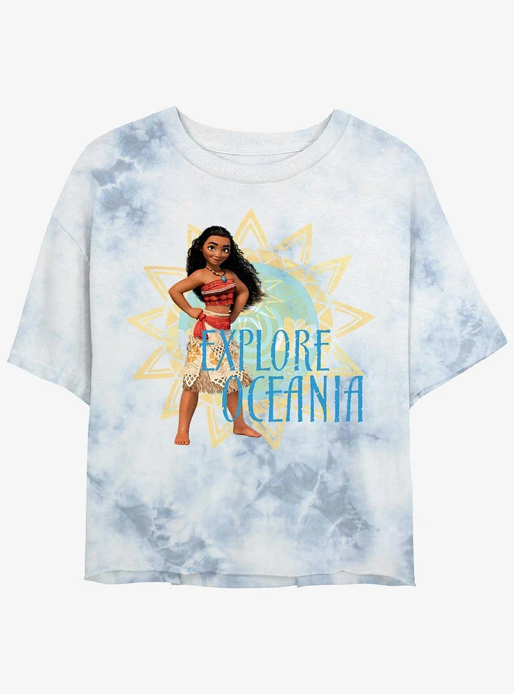 Disney Moana Oceania Girls Tie-Dye Crop T-Shirt