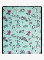 Disney Princess Icons Allover Print Teal Fleece Throw