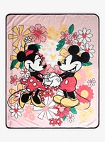 Disney Mickey & Minnie Mouse Floral Fleece Throw- BoxLunch Exclusive