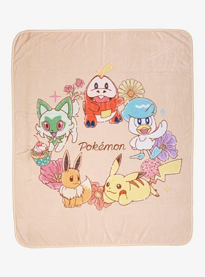 Pokémon Floral Group Portrait Fleece Throw