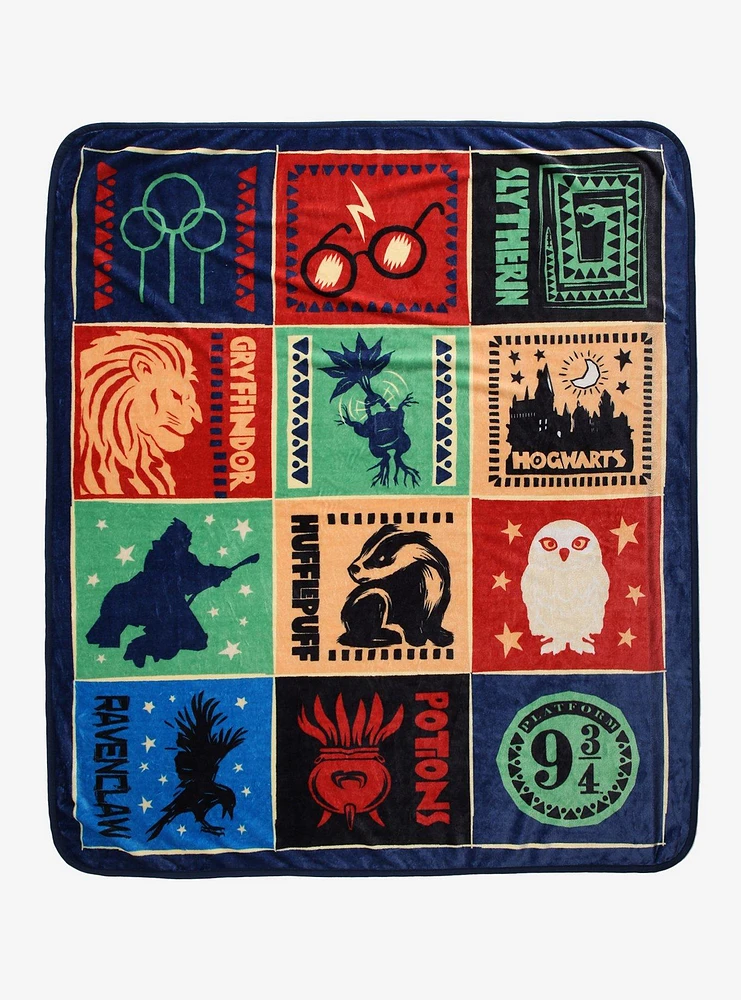 Harry Potter Icons Grid Fleece Throw - BoxLunch Exclusive